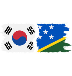 Solomon Islands And South Korea Grunge Flags