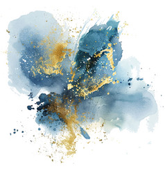 Blue Watercolor Splash Splatter Stain Brush