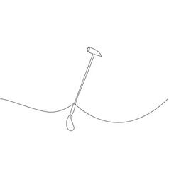 Mallet Horse Polo Hammer One Line Art Continuous