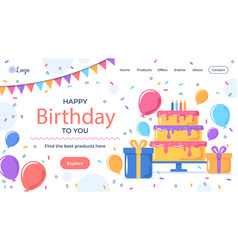 Birthday Celebration Landing Page Isolated