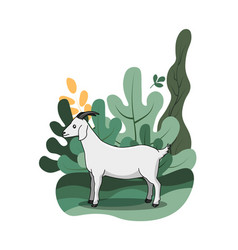 Design Goat And Grass Cartoon