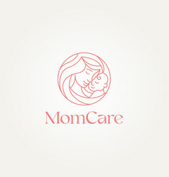 Minimalist Mom And Baby Care Line Art Logo