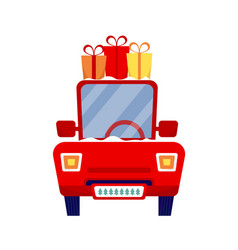 Red Car With Christmas Present Clipart