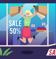 Sale Banner Or Poster Mockup With Woman Happy