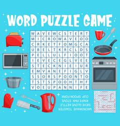 Word Search Game With Kitchen Appliance Utensil