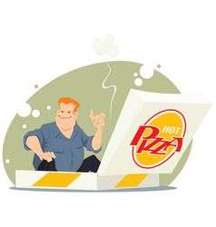 Man Is Sitting In Pizza Box For Internet