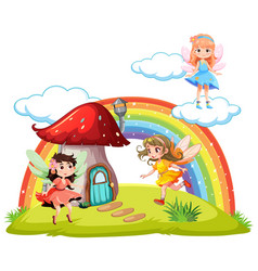 Mushroom House Fairy Tale With Cartoon