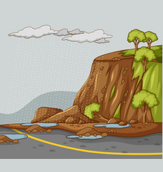 Nature Scene Background With Mud Slides And Rain