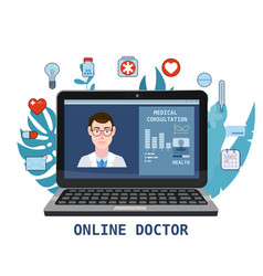 Online Doctor Men Healthcare Concept Icon Set