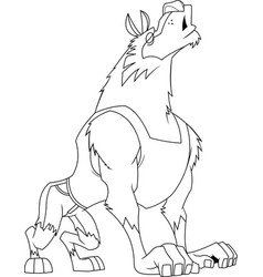 Outlined Werewolf Cartoon Character Howling