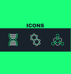 Set Line Bacteria Dna Symbol And Molecule Icon