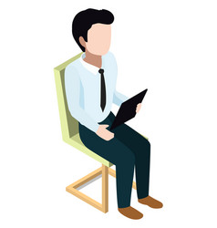 Sitting Man Reading Document Isometric Business