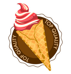 Strawberry Vanilla Ice Cream Cone With Top Quality