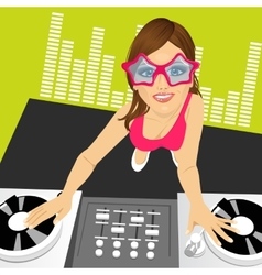 Female Disc Jockey Mixing Music