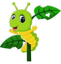 Funny caterpillar runs on a tree branch Royalty Free Vector