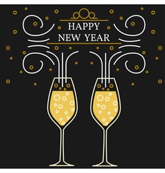 Happy New Year Greeting Card Eps10 Champagne Glas