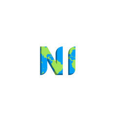 Initial Ni Logo Design With World Map Style Logo