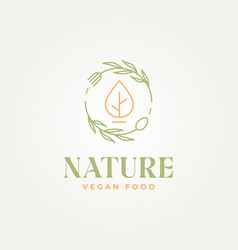 Minimalist Vegan Healthy Food Line Art Logo