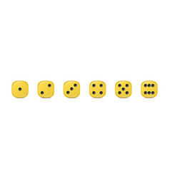 3d Realistic Yellow Game Dice Icon Set