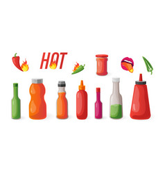 Cartoon Color Different Hot Chili Sauce And Spicy