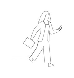 Continuous Line Drawing Of A Woman Walking With A