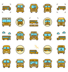 Yellow School Bus Modern Icons Set Buses Modern