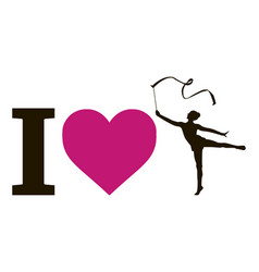 I Love Gymnastics Gymnast Silhouette With Ribbon