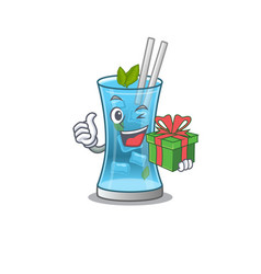 Joyful Blue Hawaii Cocktail Cartoon Character