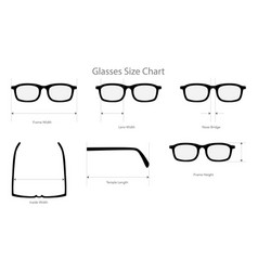 Set Of Glasses Size Chart Measurement Eye Frame