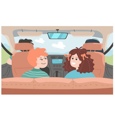 Car Interior With Son And Daughter Riding In Back