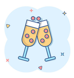 Champagne Glass Icon In Comic Style Alcohol Drink