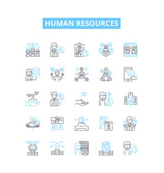 Human Resources Line Icons Set Recruitment