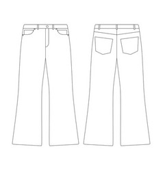 Template Bootcut Pants Flat Design Outline