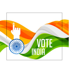 Tri Color Indian Flag With Voting Hand