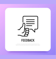 Feedback Thin Line Icon Thumbs Up With Speech