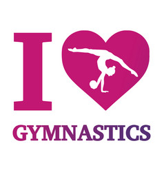 I Love Gymnastics Young Woman Silhouette