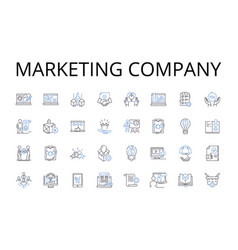 Marketing Company Line Icons Collection Ad Agency