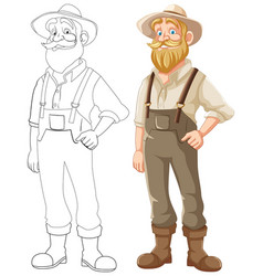 Old Farmer Man With Beard And Mustache Cartoon