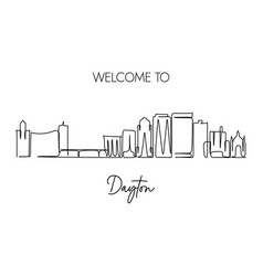 One Line Drawing Of Dayton City Ohio Skyline