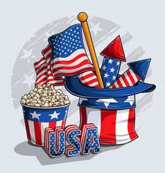 Uncle Sam Hat Fireworks And Popcorn