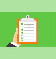 Clipboard In Hands Holding Checkbox Mark Flat Icon