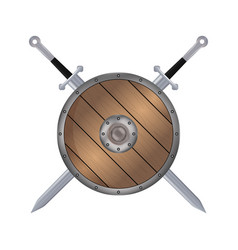 Realistic Shield And Sword Emblem