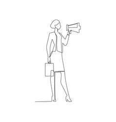 Continuous Line Drawing Of Business Woman With