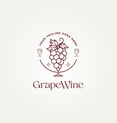 Minimalist Grape Wine Line Art Icon Logo Design