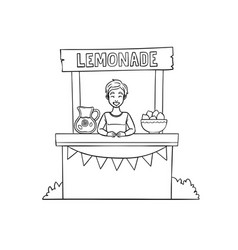 Lemonade Juice Vendor Isolated Coloring Page