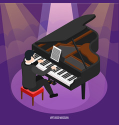 Talented Pianist Isometric Composition