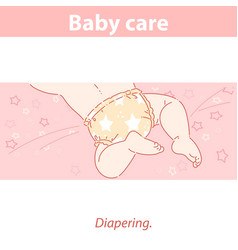 Cute Little Baby In Diaper Lying On Stomach