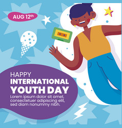 Flat International Youth Day Posts Set