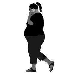 Overweight Woman Talking On Mobile Phone