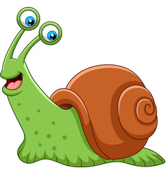 Cartoon funny snail eating a leaf Royalty Free Vector Image